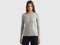 Long sleeve gray t-shirt in 100% cotton
