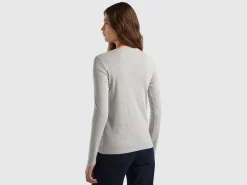 Long sleeve gray t-shirt in 100% cotton