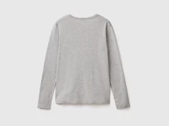 Long sleeve gray t-shirt in 100% cotton