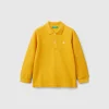 Long sleeve polo in organic cotton