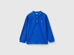 Long sleeve polo in organic cotton