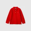 Long sleeve polo in organic cotton