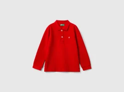 Long sleeve polo in organic cotton