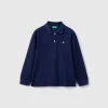 Long sleeve polo in organic cotton