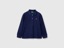 Long sleeve polo in organic cotton