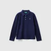 Long sleeve polo in organic cotton
