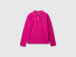 Long sleeve polo in organic cotton