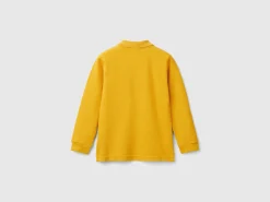 Long sleeve polo in organic cotton