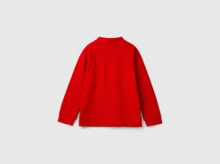 Long sleeve polo in organic cotton