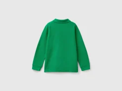 Long sleeve polo in organic cotton
