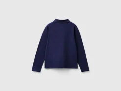 Long sleeve polo in organic cotton
