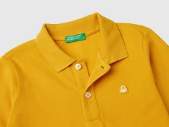 Long sleeve polo in organic cotton