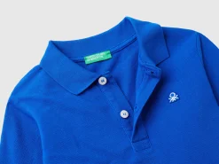 Long sleeve polo in organic cotton