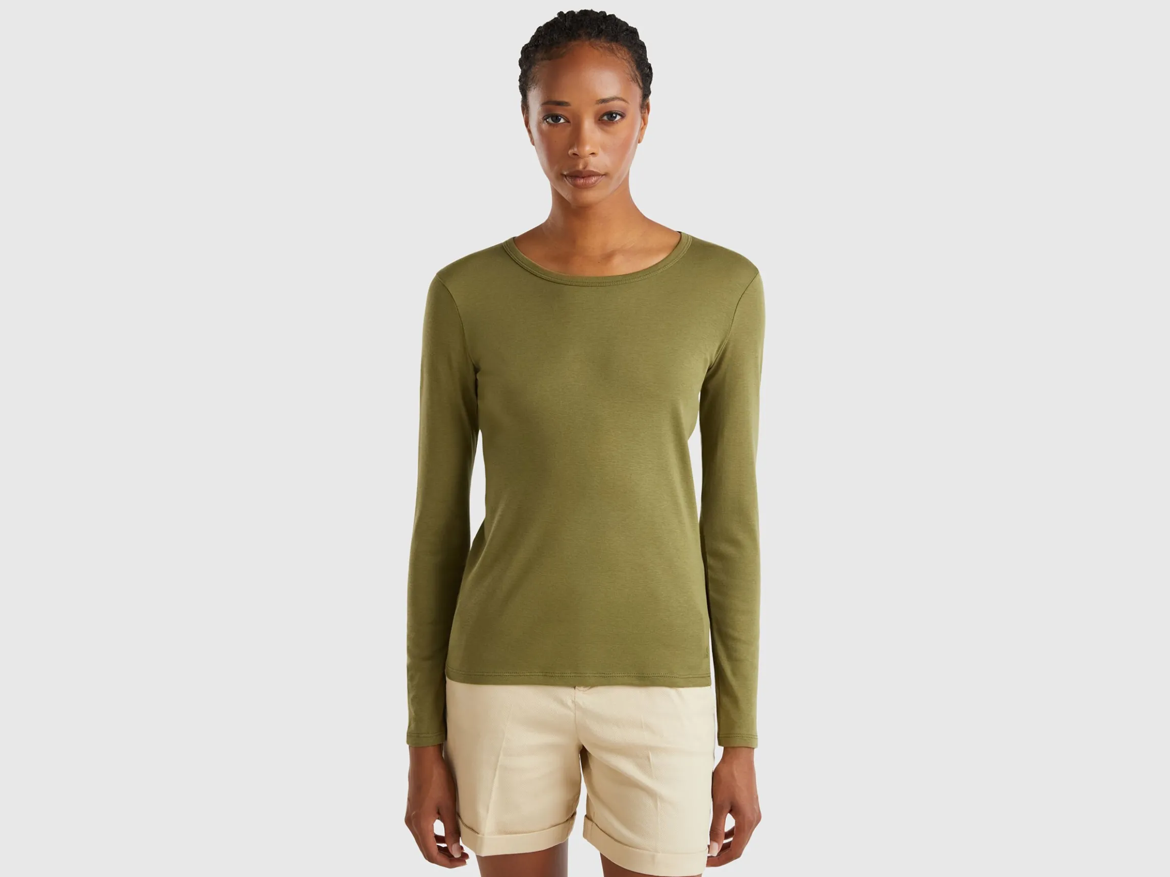 Long sleeve pure cotton t-shirt