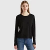 Long sleeve sweater in silk blend