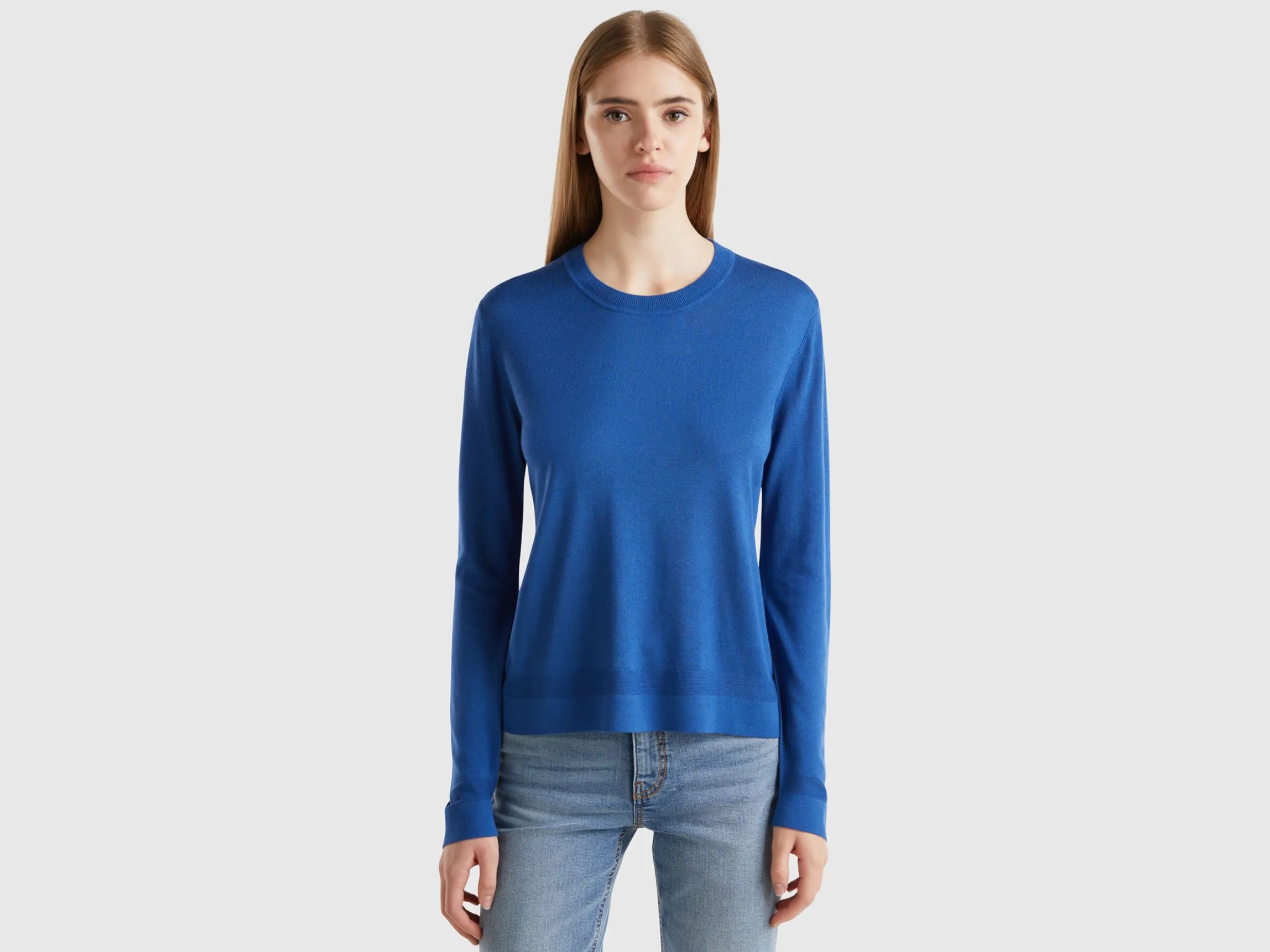 Long sleeve sweater in silk blend