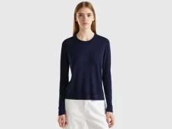Long sleeve sweater in silk blend