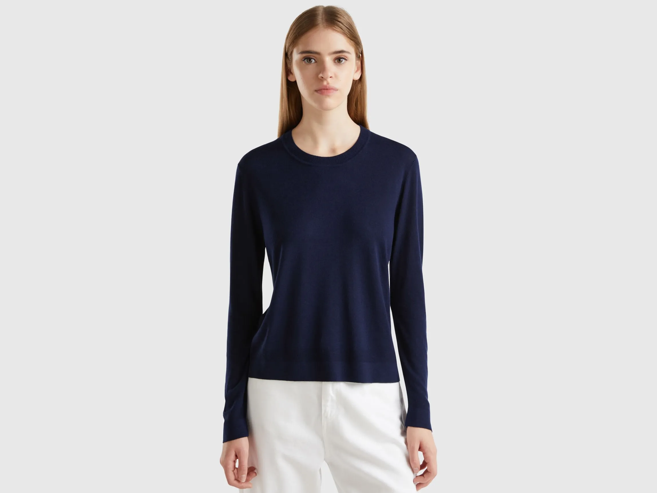 Long sleeve sweater in silk blend