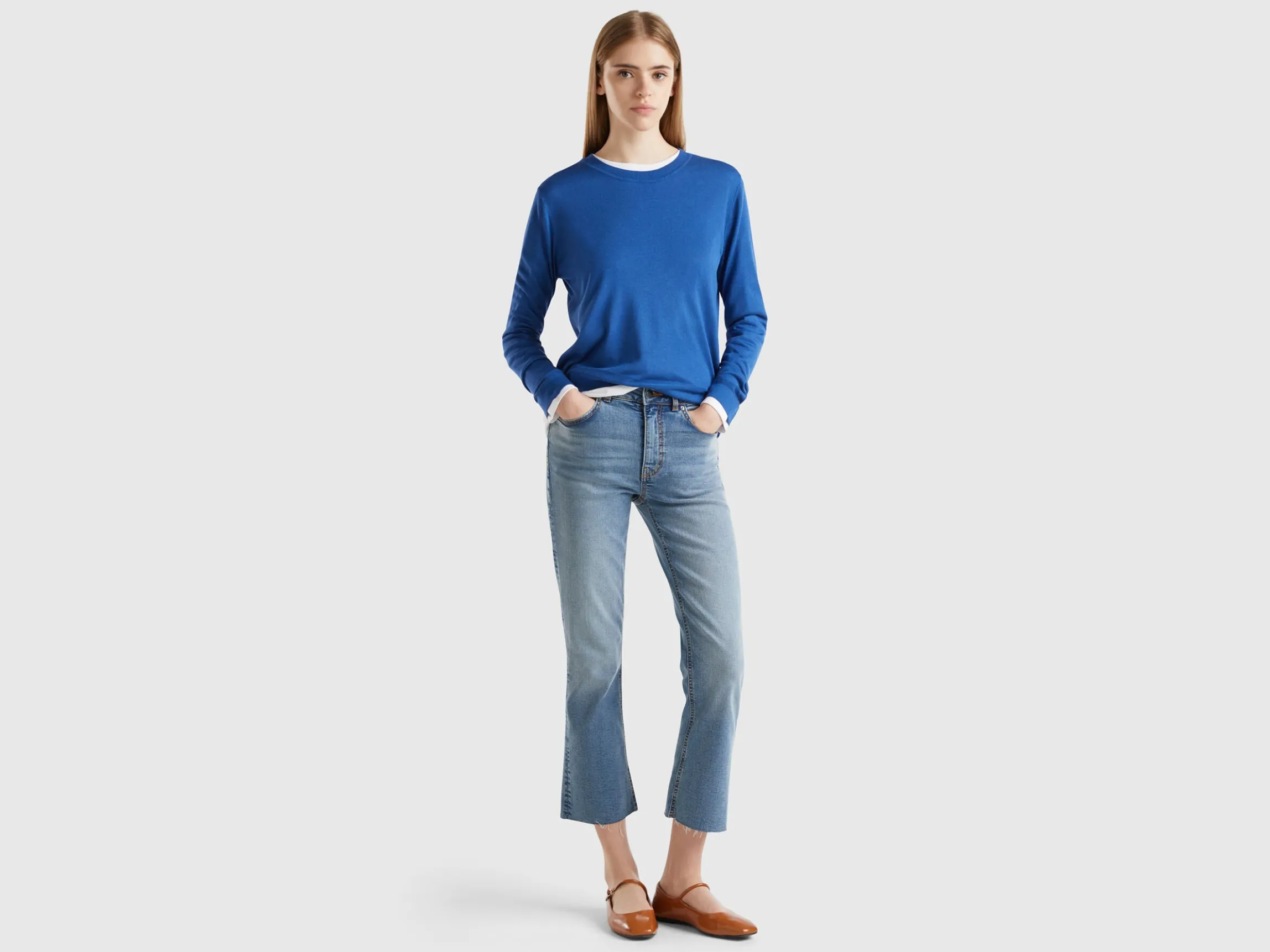 Long sleeve sweater in silk blend