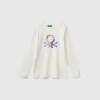 Long sleeve t-shirt with glittery print