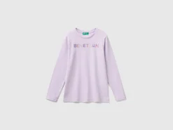 Long sleeve t-shirt with glittery print