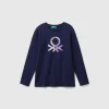 Long sleeve t-shirt with glittery print