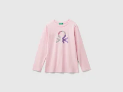 Long sleeve t-shirt with glittery print