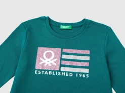 Long sleeve t-shirt with glittery print