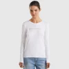 Long sleeve white t-shirt in 100% cotton