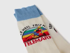 Long socks with ski graphic