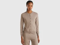Marl brown cardigan in wool and cashmere blend