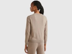 Marl brown cardigan in wool and cashmere blend