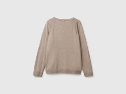 Marl brown crew neck sweater in wool and cashmere blend