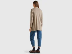Marl brown open cardigan in wool and cashmere blend