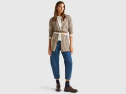 Marl brown open cardigan in wool and cashmere blend