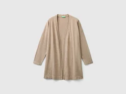 Marl brown open cardigan in wool and cashmere blend