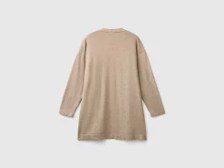 Marl brown open cardigan in wool and cashmere blend