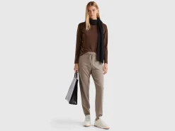 Marl brown sporty trousers in cashmere blend