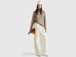 Marl brown turtleneck in wool and cashmere blend