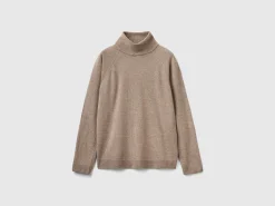 Marl brown turtleneck in wool and cashmere blend