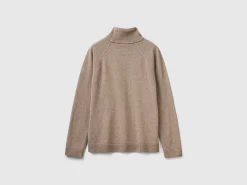Marl brown turtleneck in wool and cashmere blend