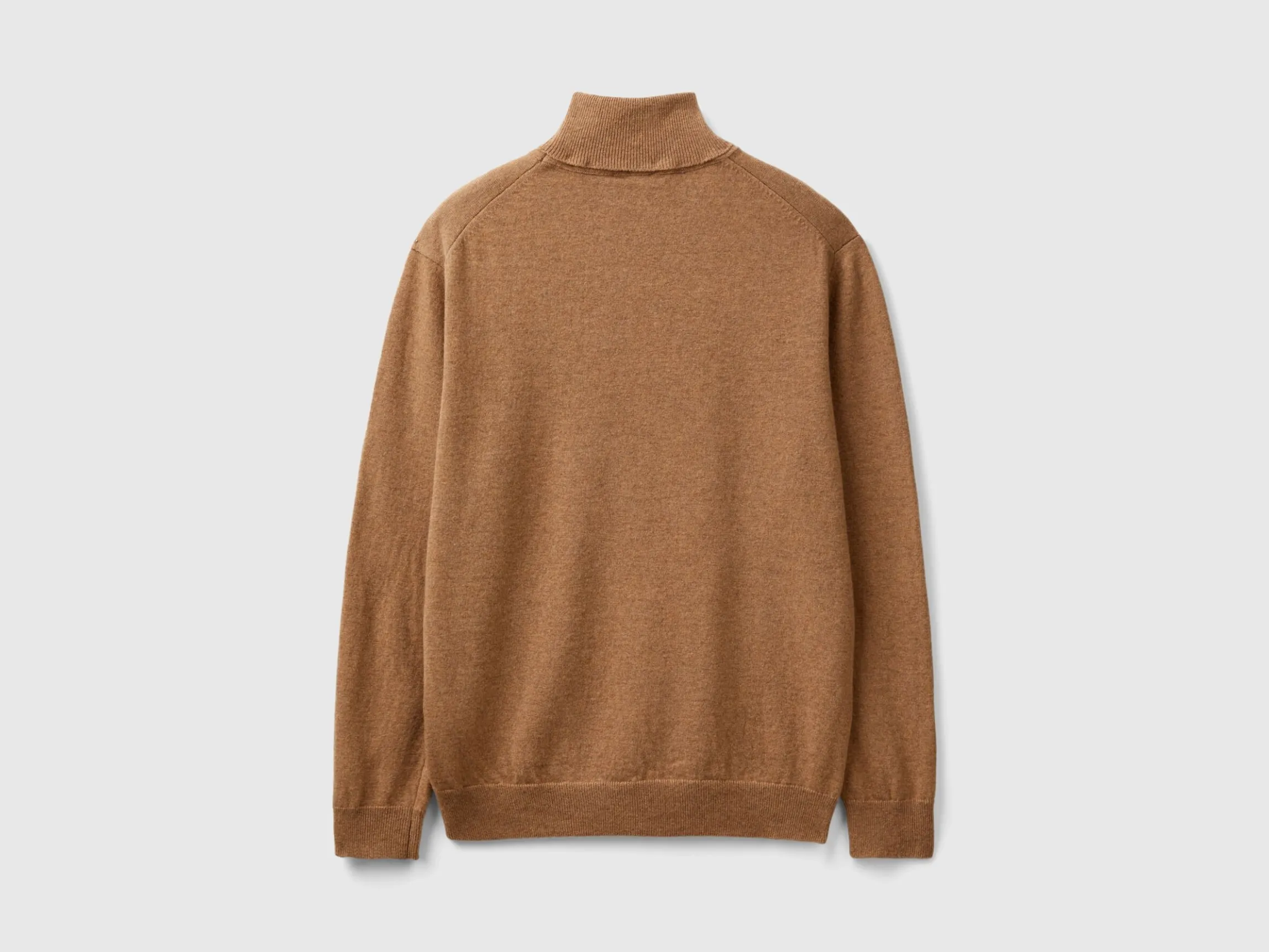 Marl brown turtleneck in pure Merino wool