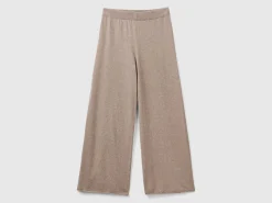 Marl brown wide trousers in wool and cashmere blend