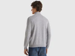 Marl gray turtleneck in pure Merino wool
