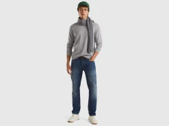 Marl gray turtleneck in pure Merino wool