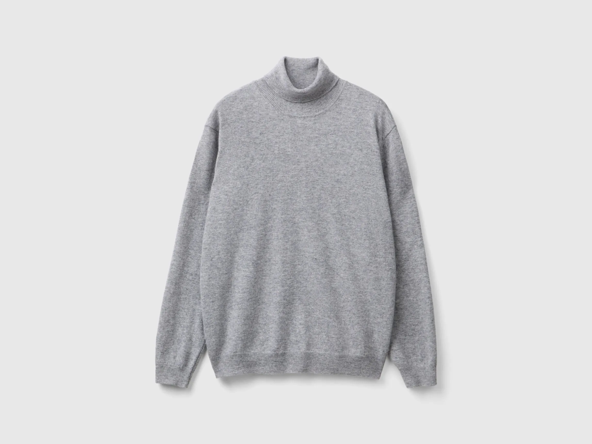 Marl gray turtleneck in pure Merino wool