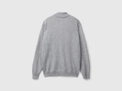 Marl gray turtleneck in pure Merino wool