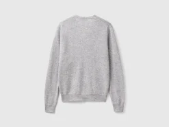 Marl gray V-neck cardigan in pure Merino wool