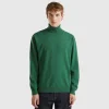 Marl green turtleneck in pure Merino wool