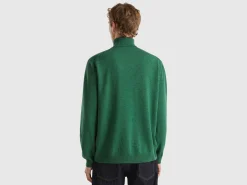 Marl green turtleneck in pure Merino wool